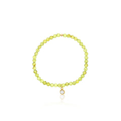 4mm Peridot w/ GP Clear Quartz Bezel Charm