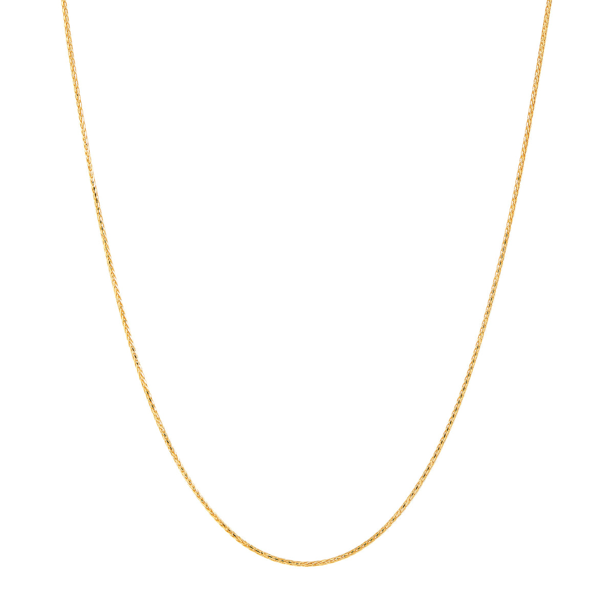 14K 18in and 1mm Yellow Gold Solid Spiga Wheat Chain