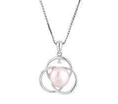 SS Pearl on Trinity Hoop w/ CZ Accent