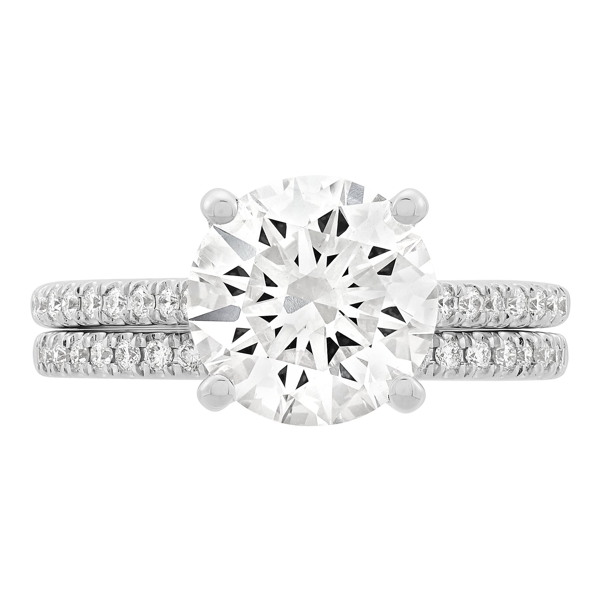 14K white gold bridal engagement ring set