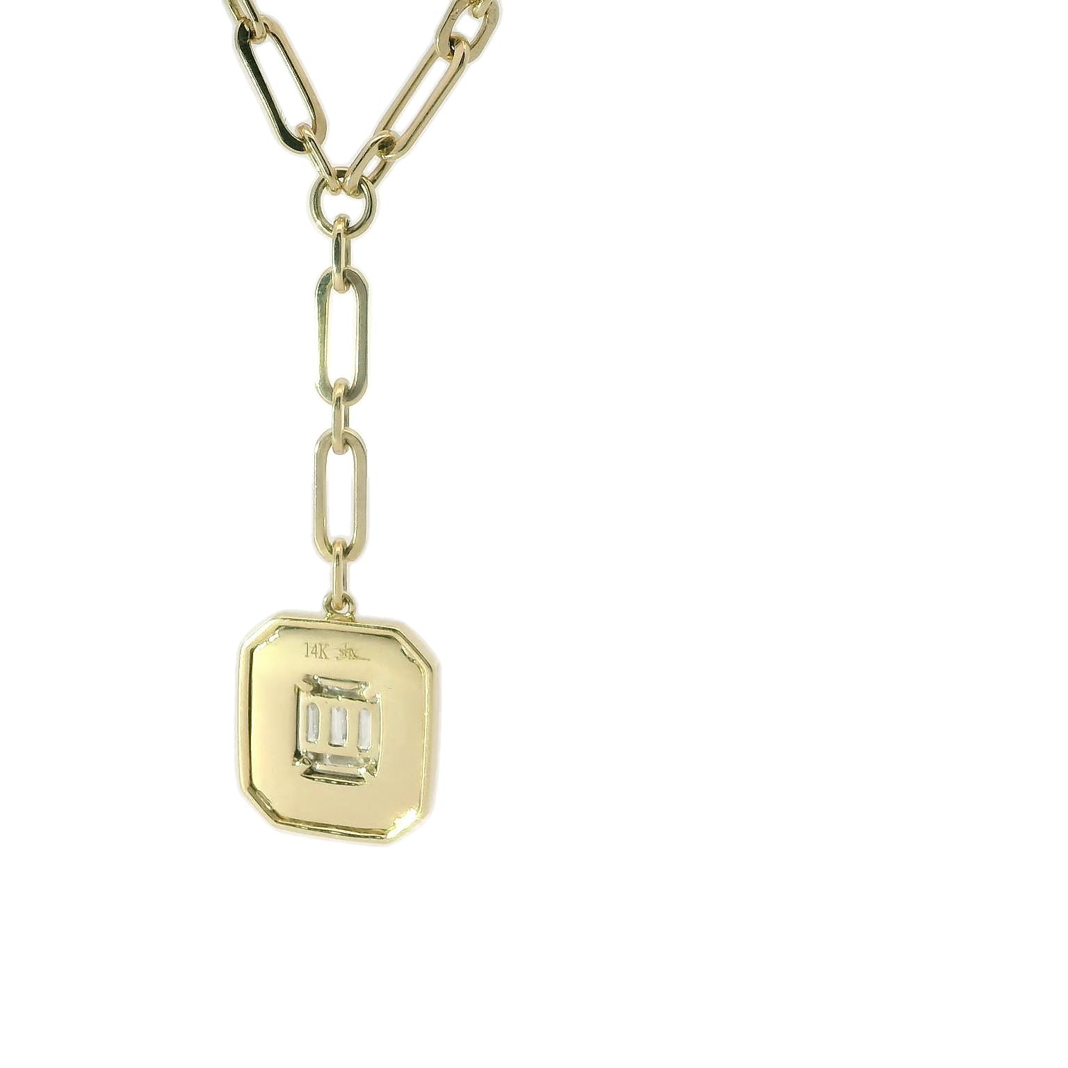 14Ky .16Cttw Baguette & Round Diamond Bezel Set Y Necklace - 19"