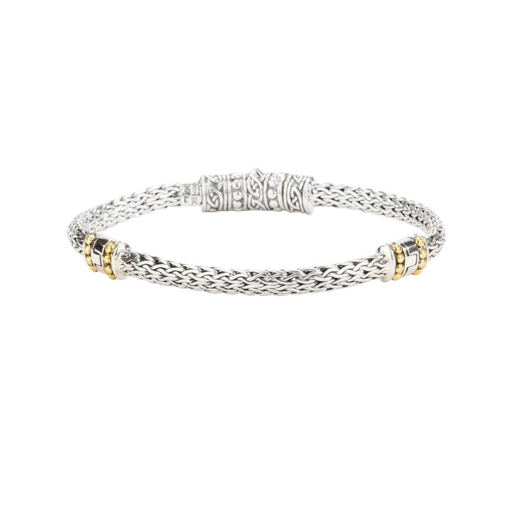 Ss/18Ky Dragon Weave Eternity Bracelet - 7.5"