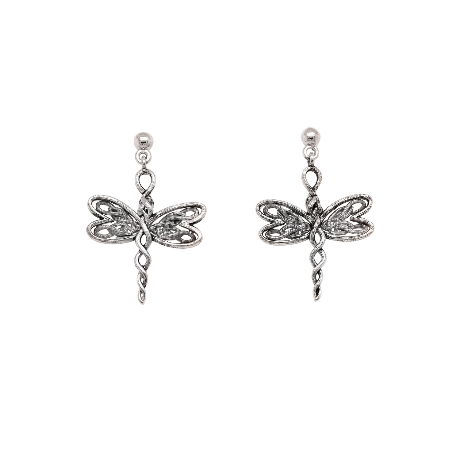 SS Rhodium Dragonfly Stud Earrings
