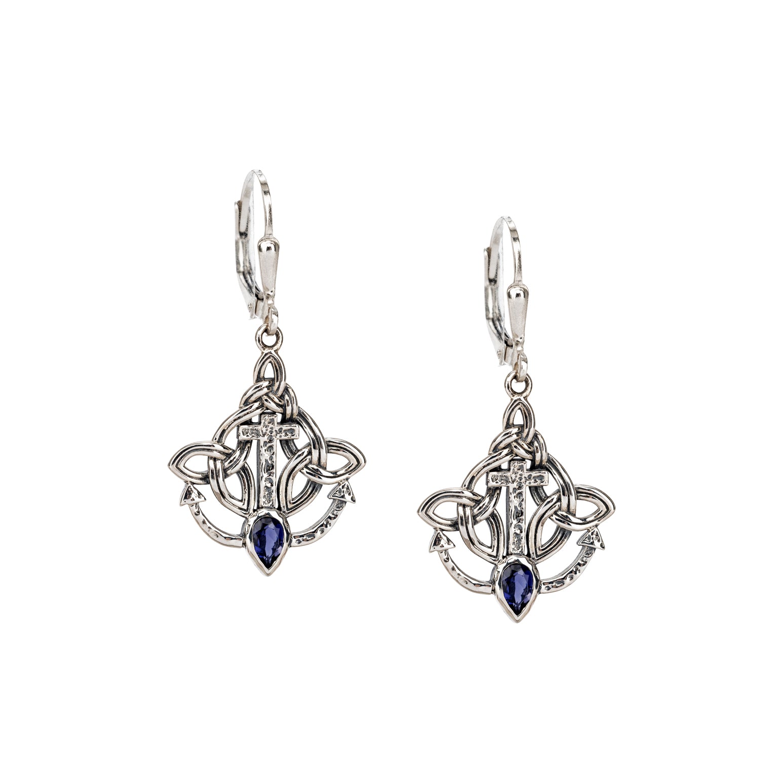 SS Anchor and Iolite Rocks 'n Rivers Leverback Earrings