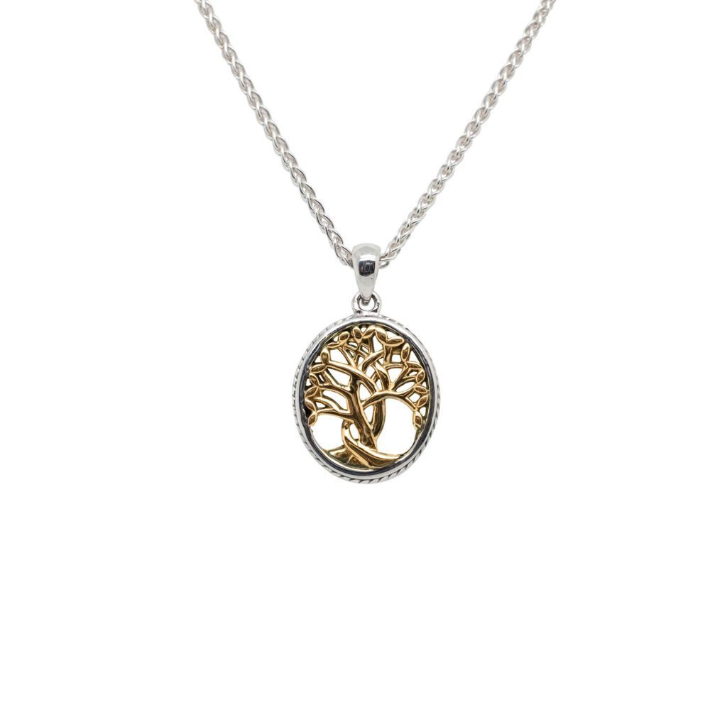 Sterling and 10K Yellow Tree Of Life Pendant