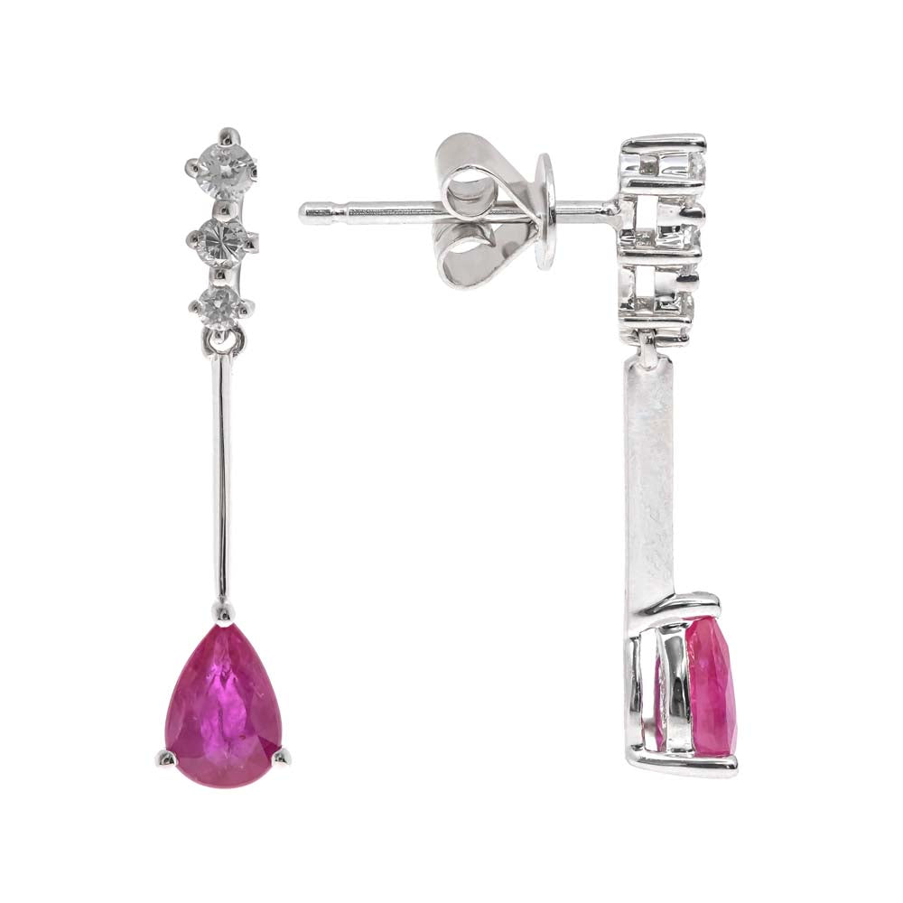 10kw Pear Ruby Drop Earrings
R=.84cttw D=.16cttw