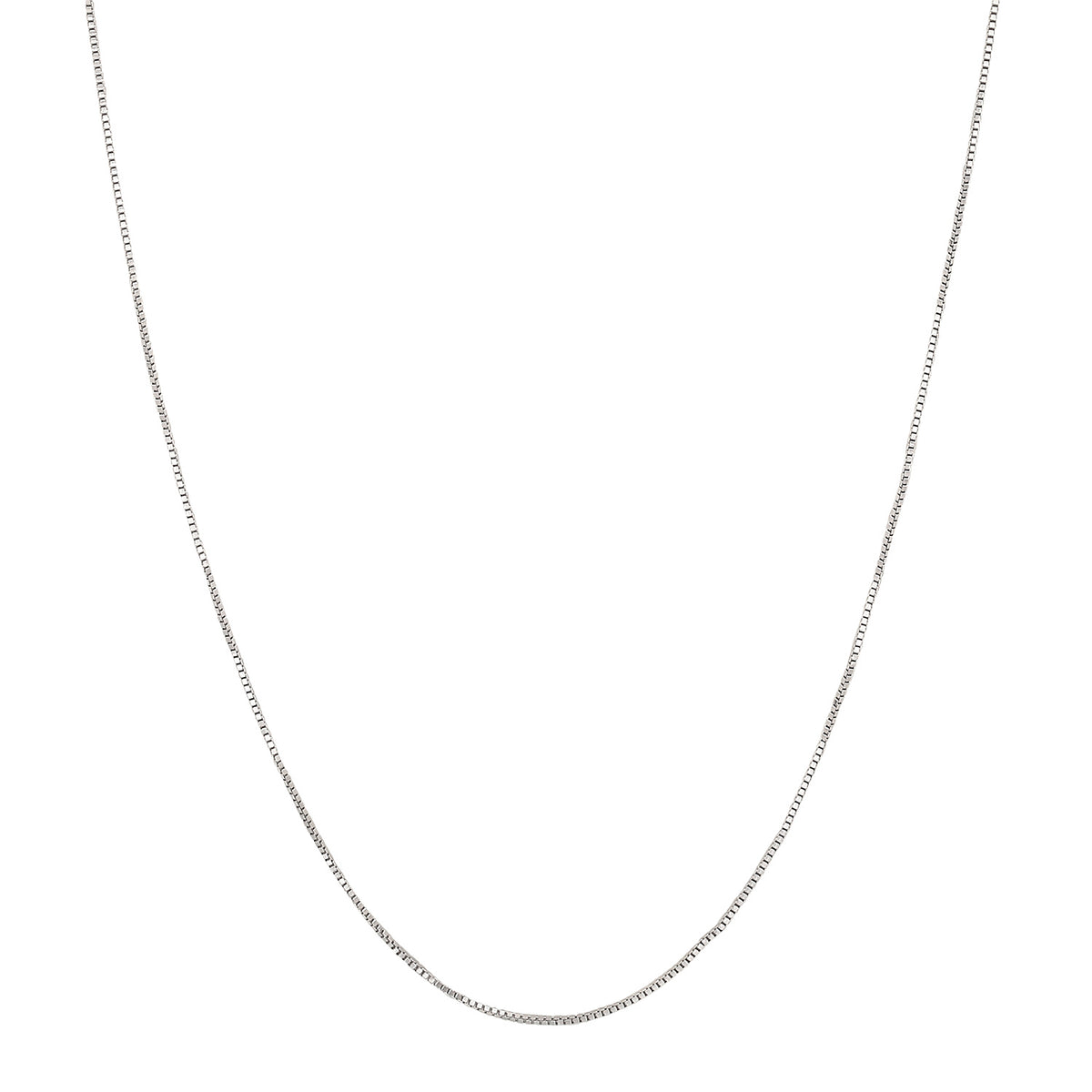 18in 14K White Gold Solid Box Chain