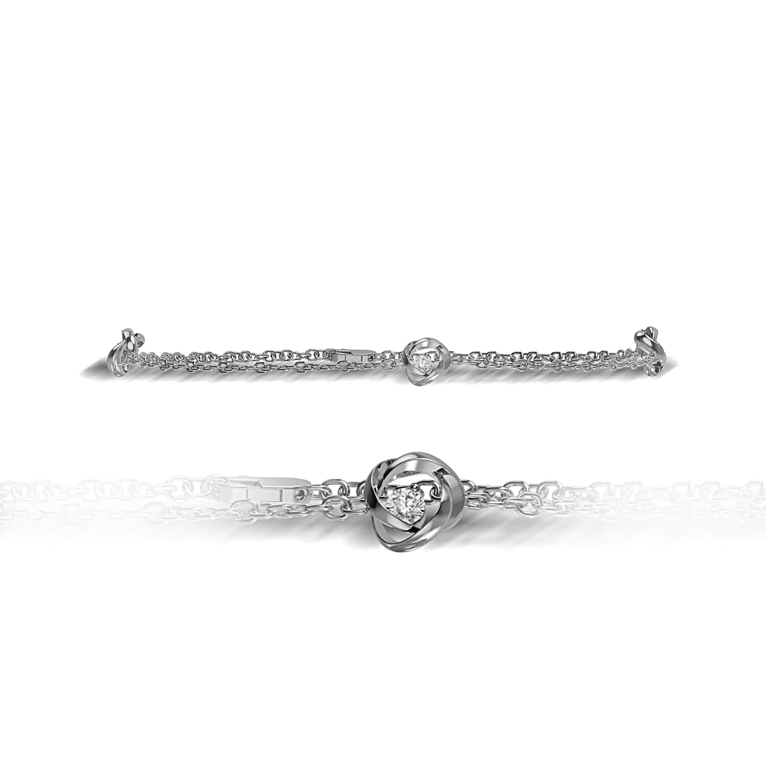Silver And Lab Grown Diamond T&E Bracelet .13Cttw