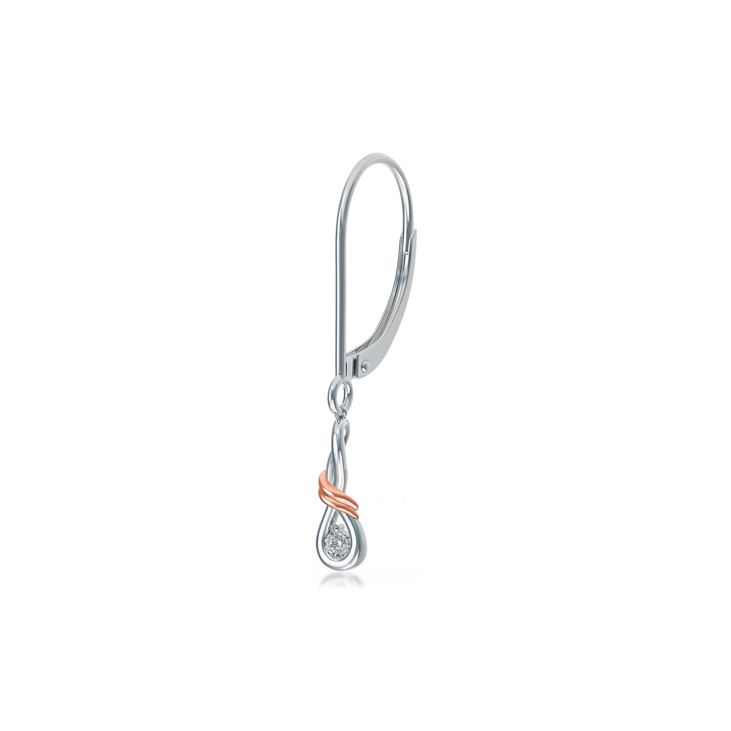 Silver And Lab Grown Diamond Knot Leverback Earrings .04Cttw