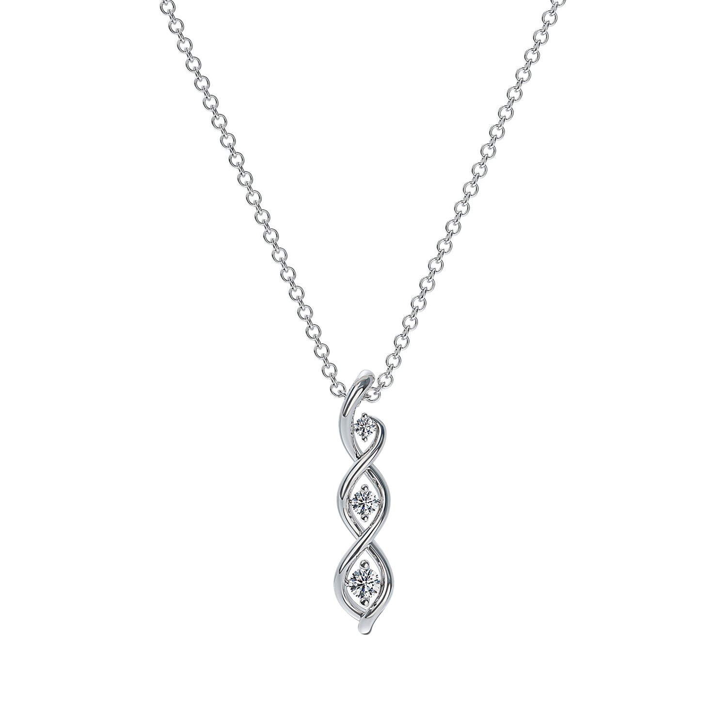Silver And Lab Grown Diamond Infinity Pendant .14Cttw