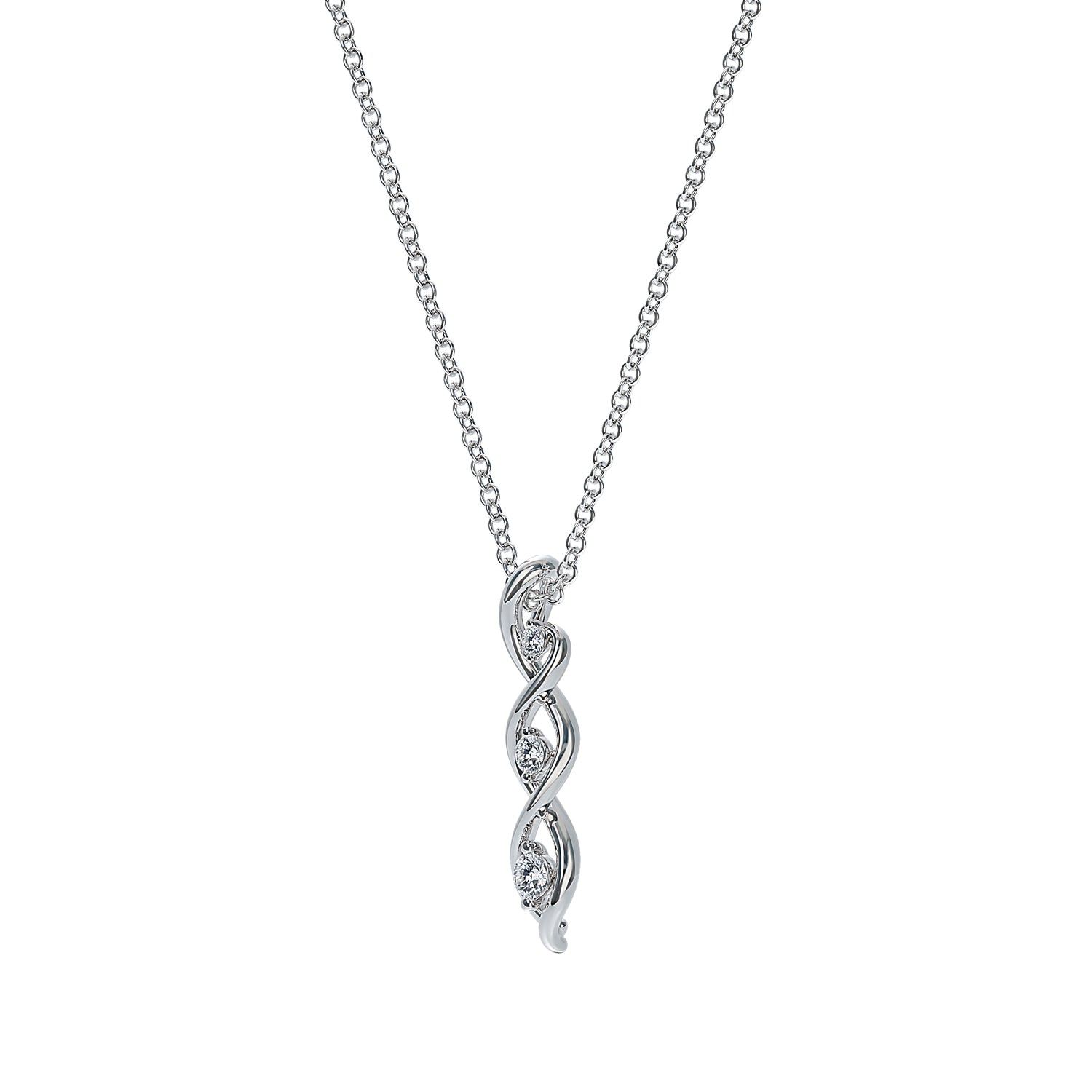 Silver And Lab Grown Diamond Infinity Pendant .14Cttw