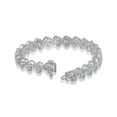 1Cttw Silver And Lab Grown Diamond Bezel Illusion Bracelet