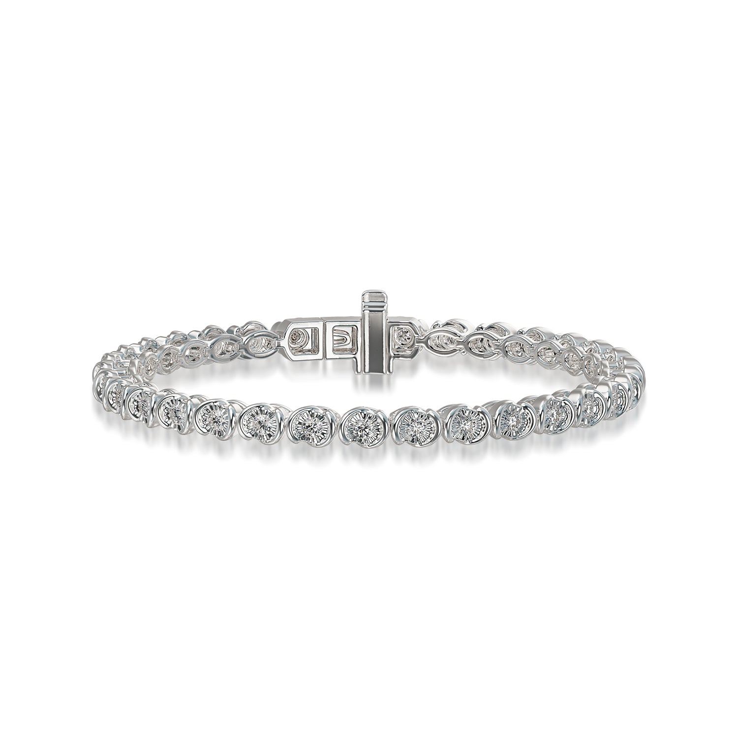 1Cttw Silver And Lab Grown Diamond ILLUSION PLATE Bracelet