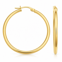 10K Yellow Gold 2x30mm Hoop Earrings