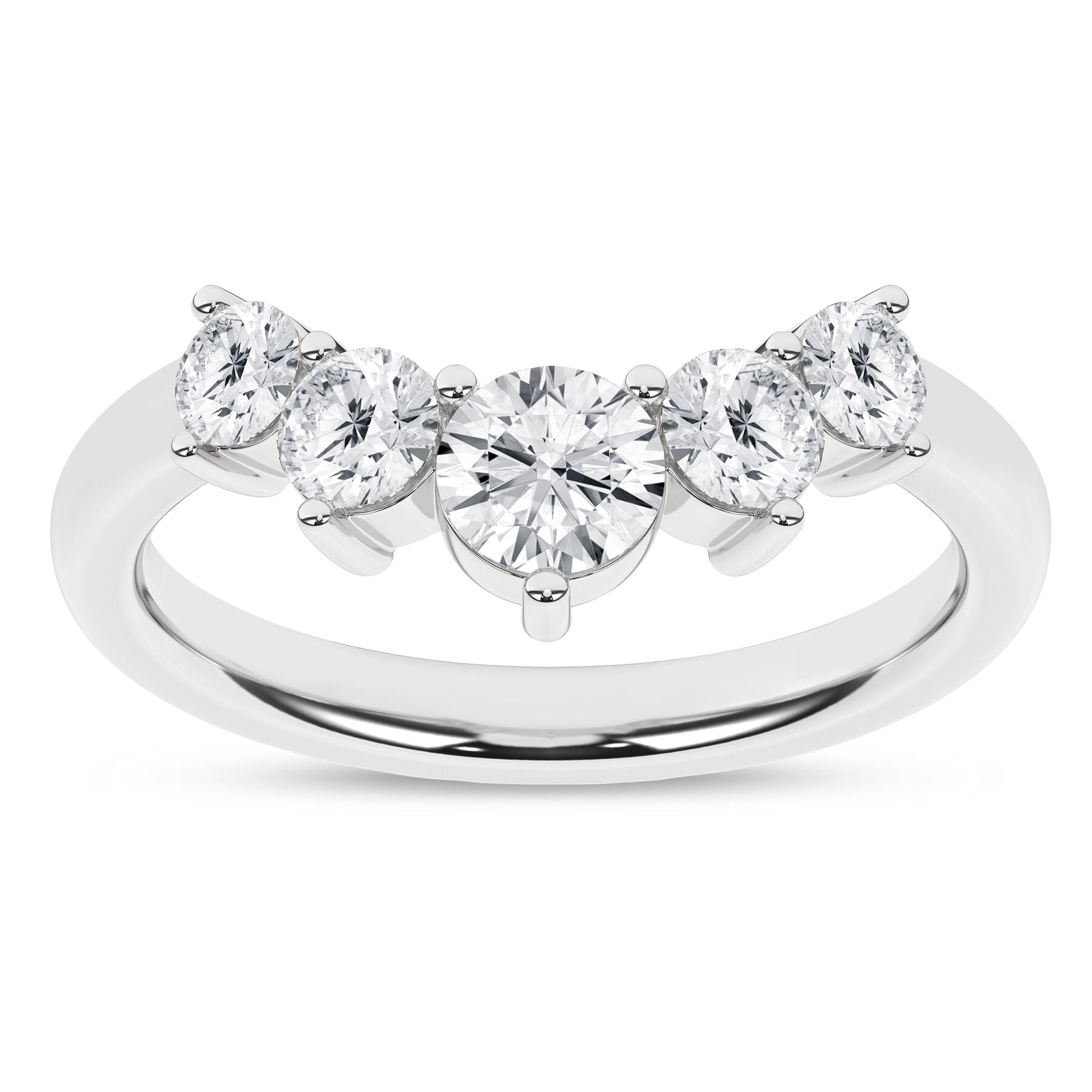 14K White Gold 5-Stone Contour Band