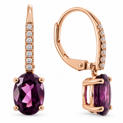 10K Rose Gold Rhodolite Garnet Dangle Earrings