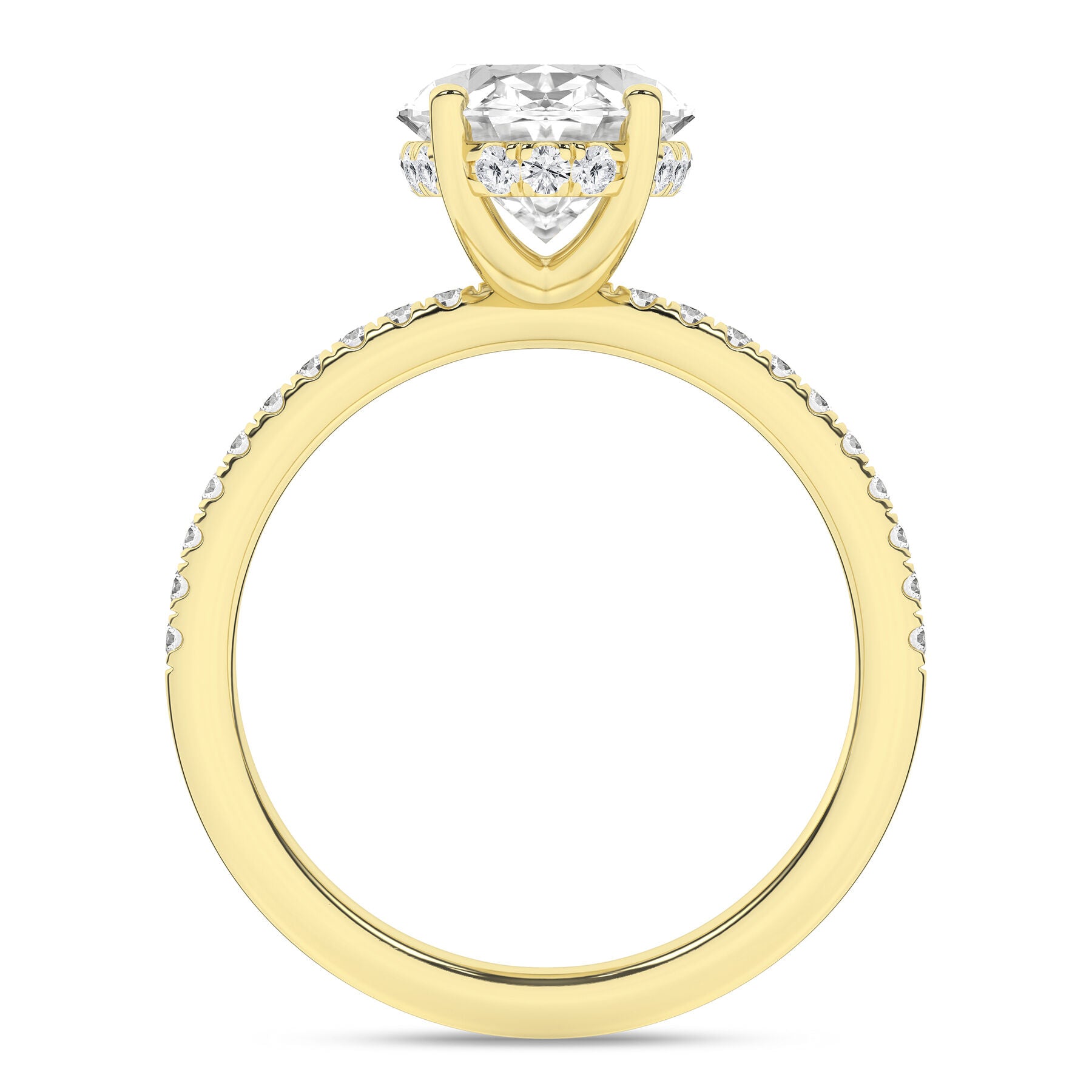 14K Yellow Gold Oval Engagement Ring with Hidden Halo