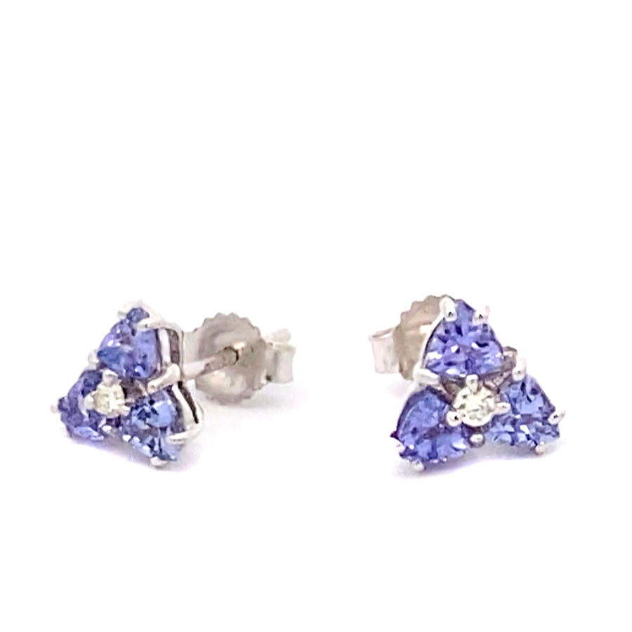 14K White Gold Tanzanite and Diamond Earrings
