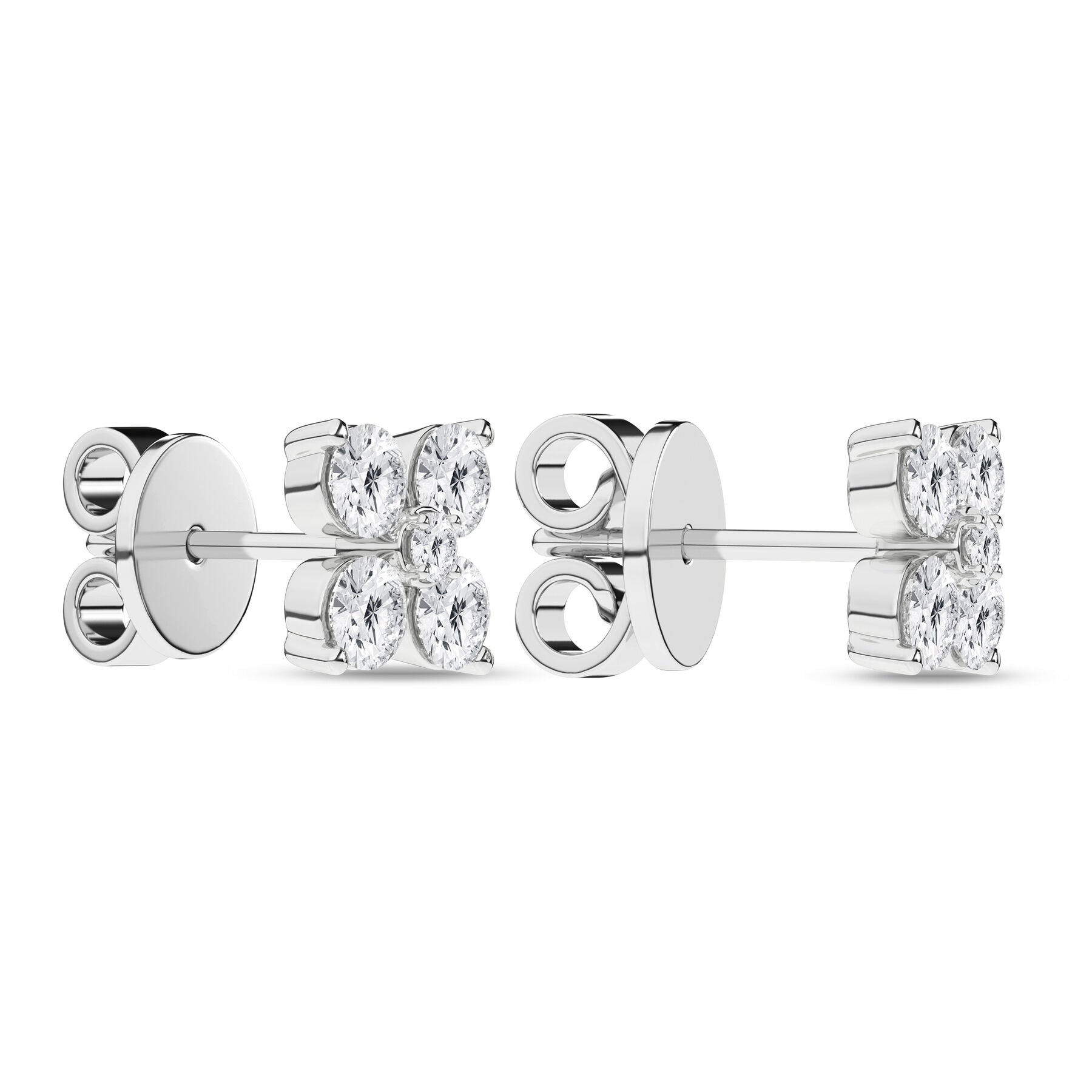 14K White Gold Flower Petal Stud Earrings