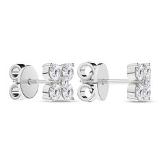 14K White Gold Flower Petal Stud Earrings