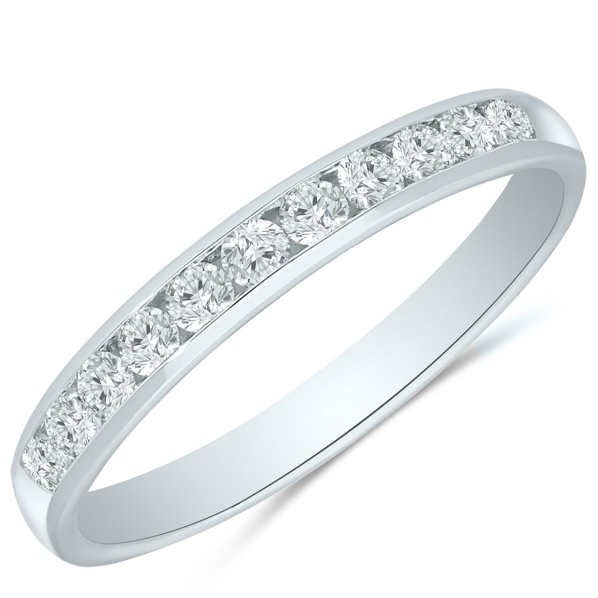 14K White Gold Diamond Channel Wedding Band
