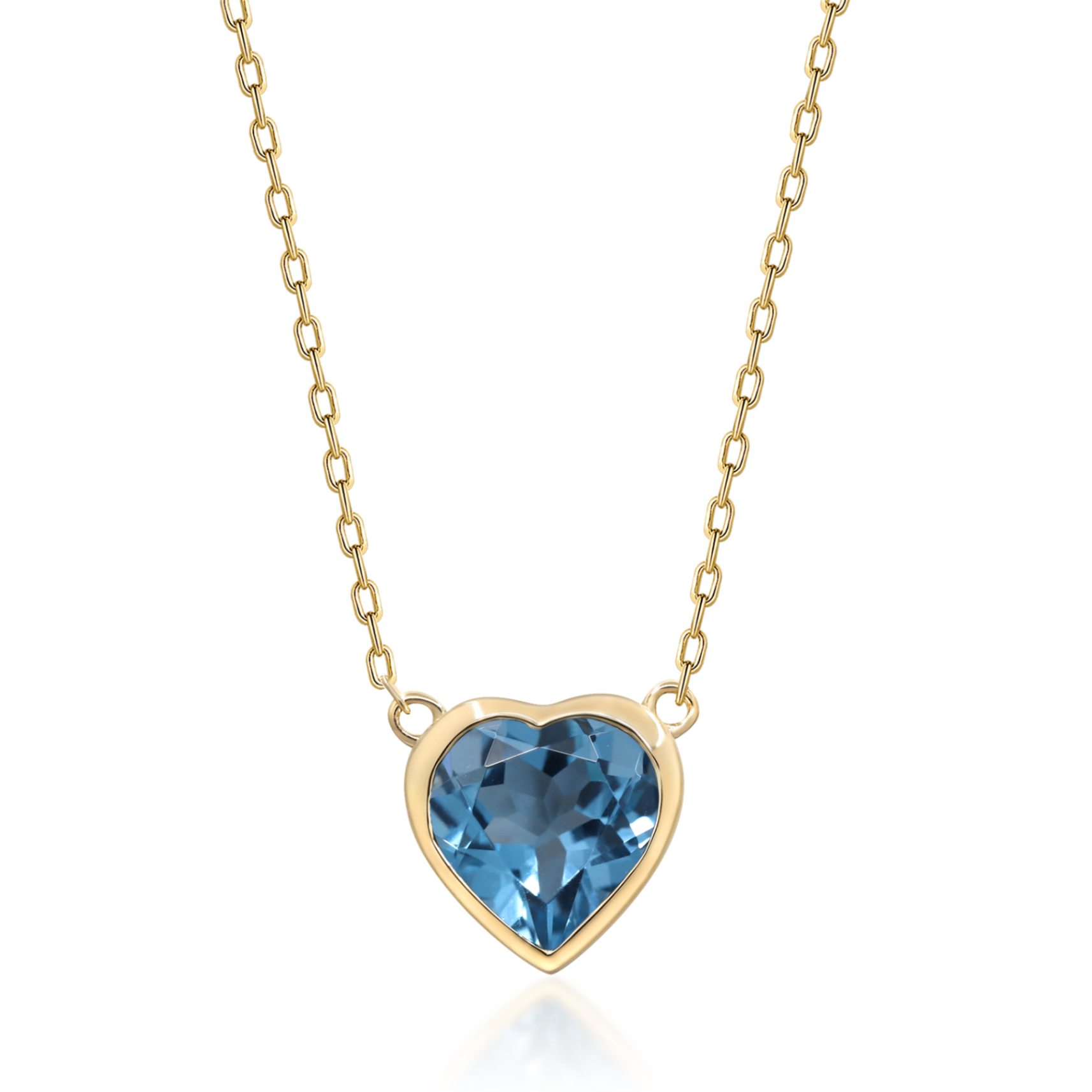 10K Yellow Gold Swiss Blue Topaz Heart Shaped Pendant