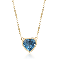 10K Yellow Gold Swiss Blue Topaz Heart Shaped Pendant