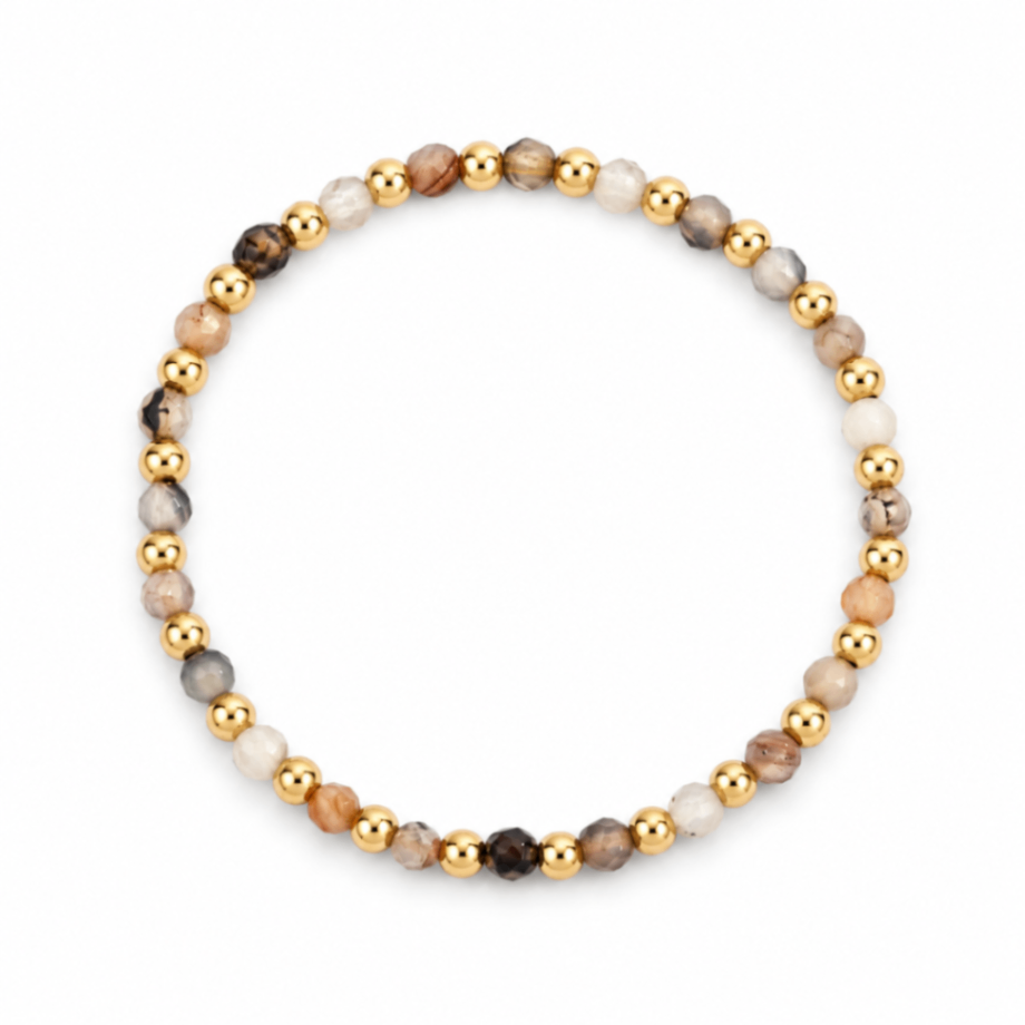 Fire Agate & 14kt Gold Filled Harmony Gemstone Bead Bracelet - 4MM