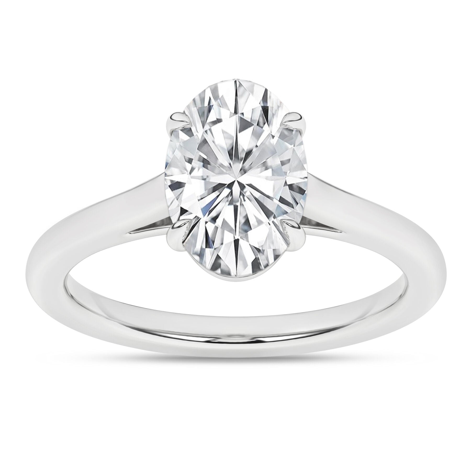 14K White Gold Oval Solitaire Engagement Ring