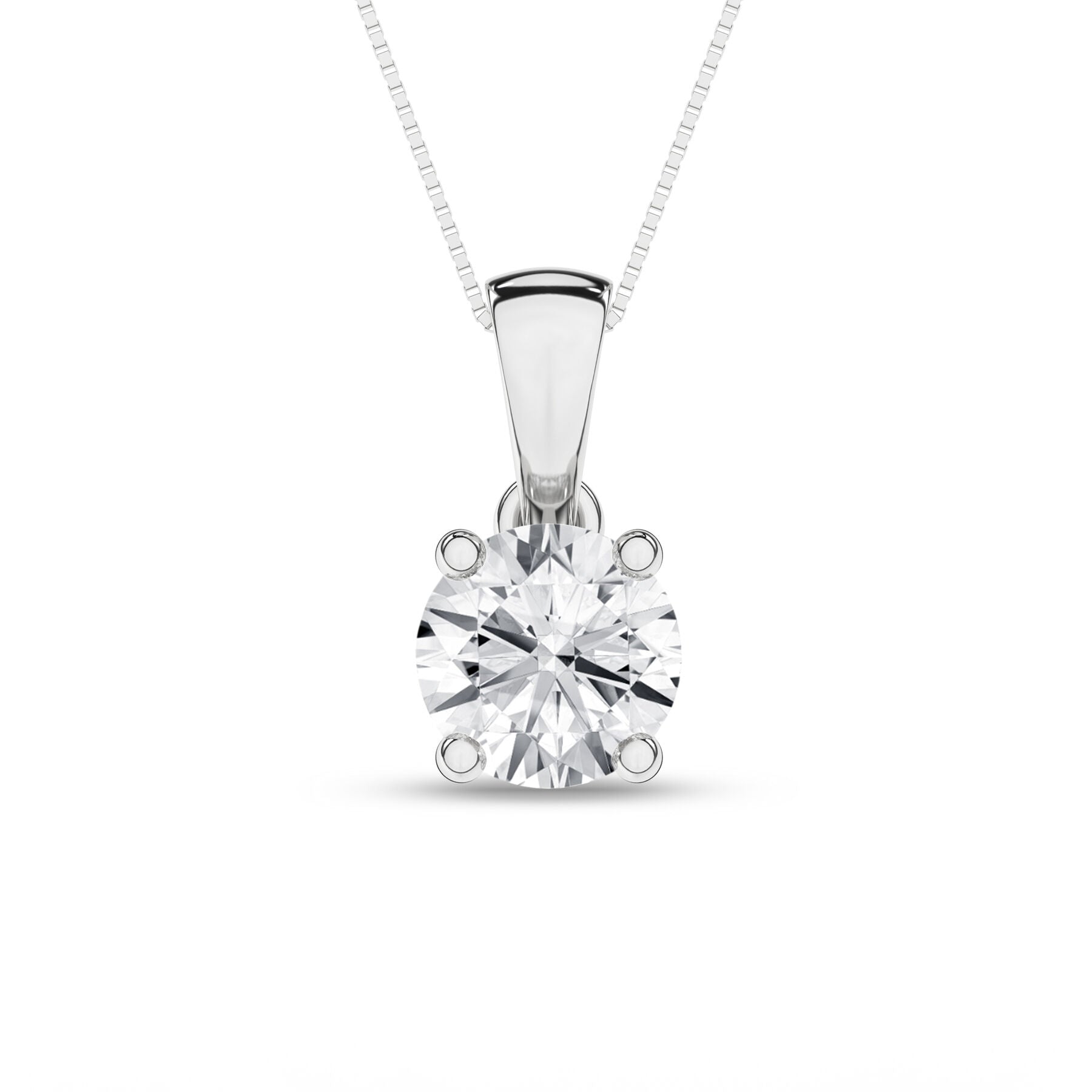 14K White Gold Solitaire Pendant