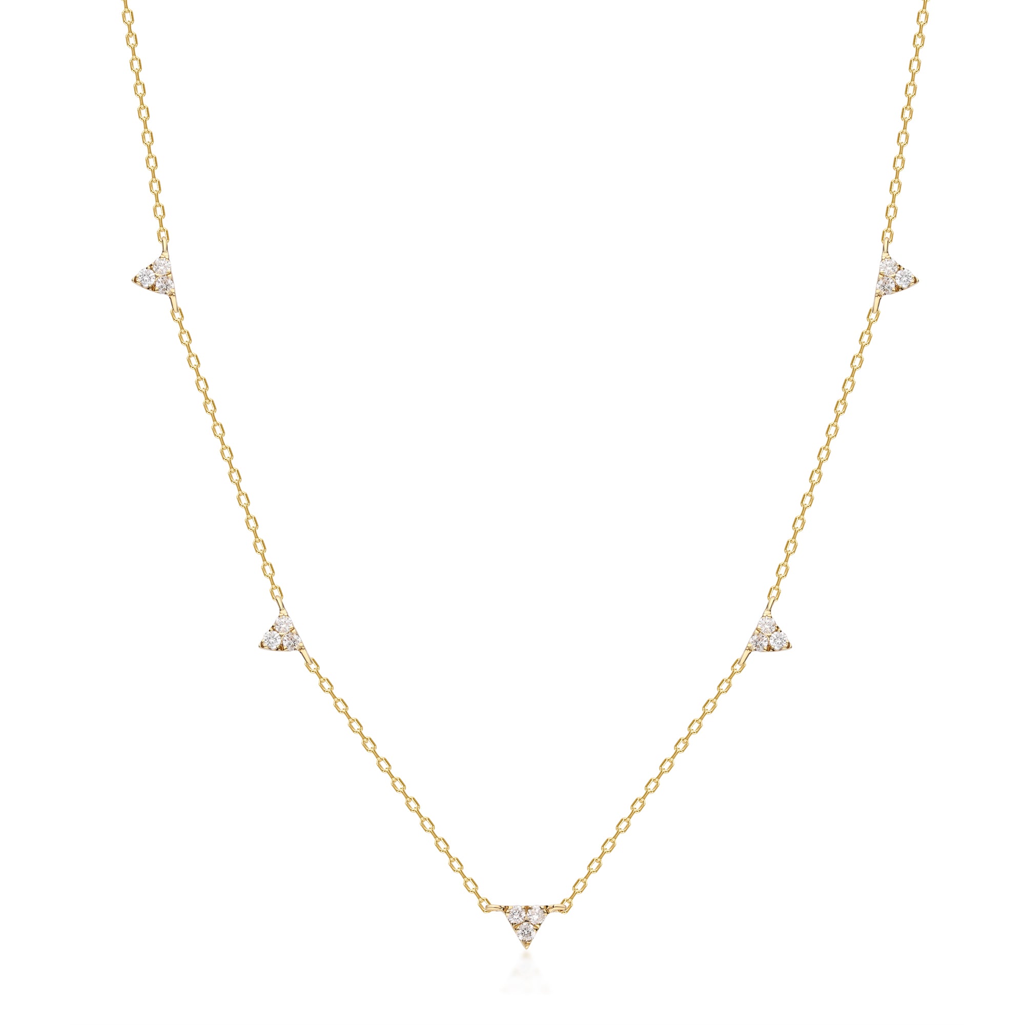 10K Yellow Gold Diamond Station Necklace