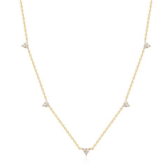 10K Yellow Gold Diamond Station Necklace