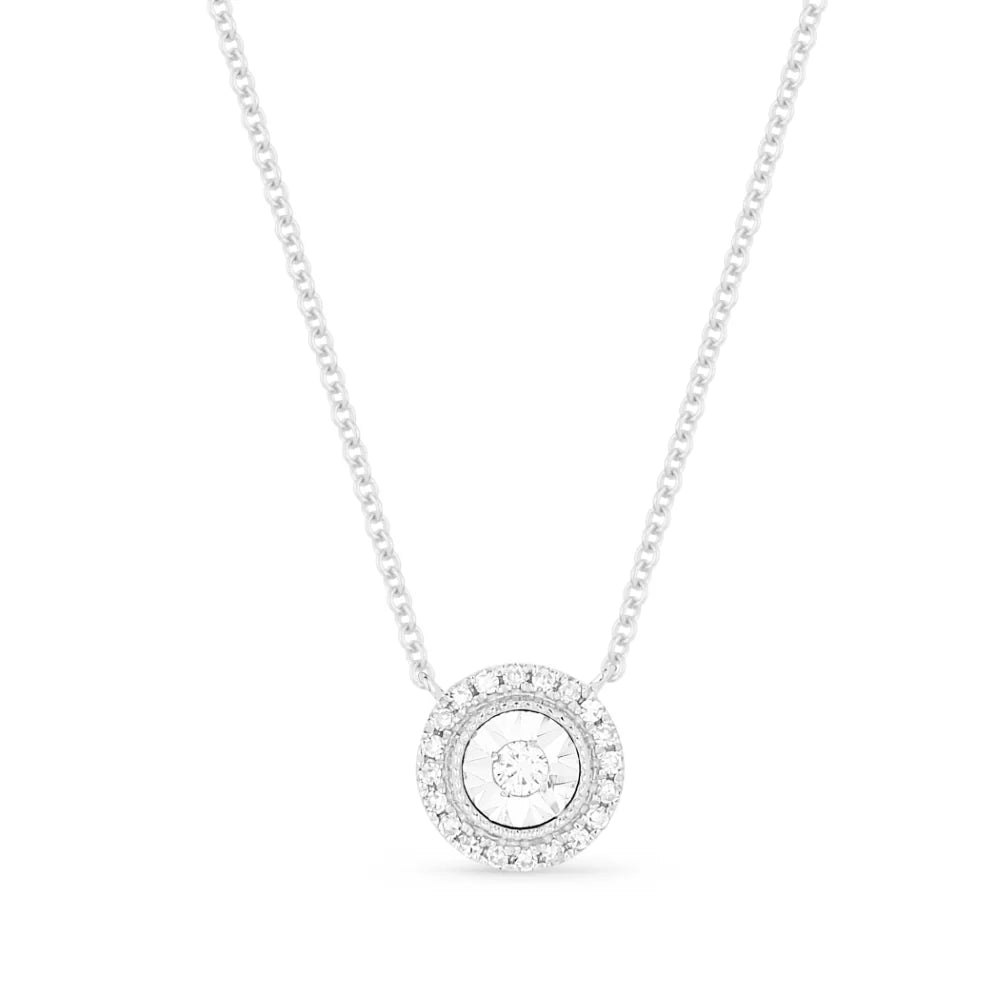 14 K WG ROUND ILLUSION PENDANT W/ DIA