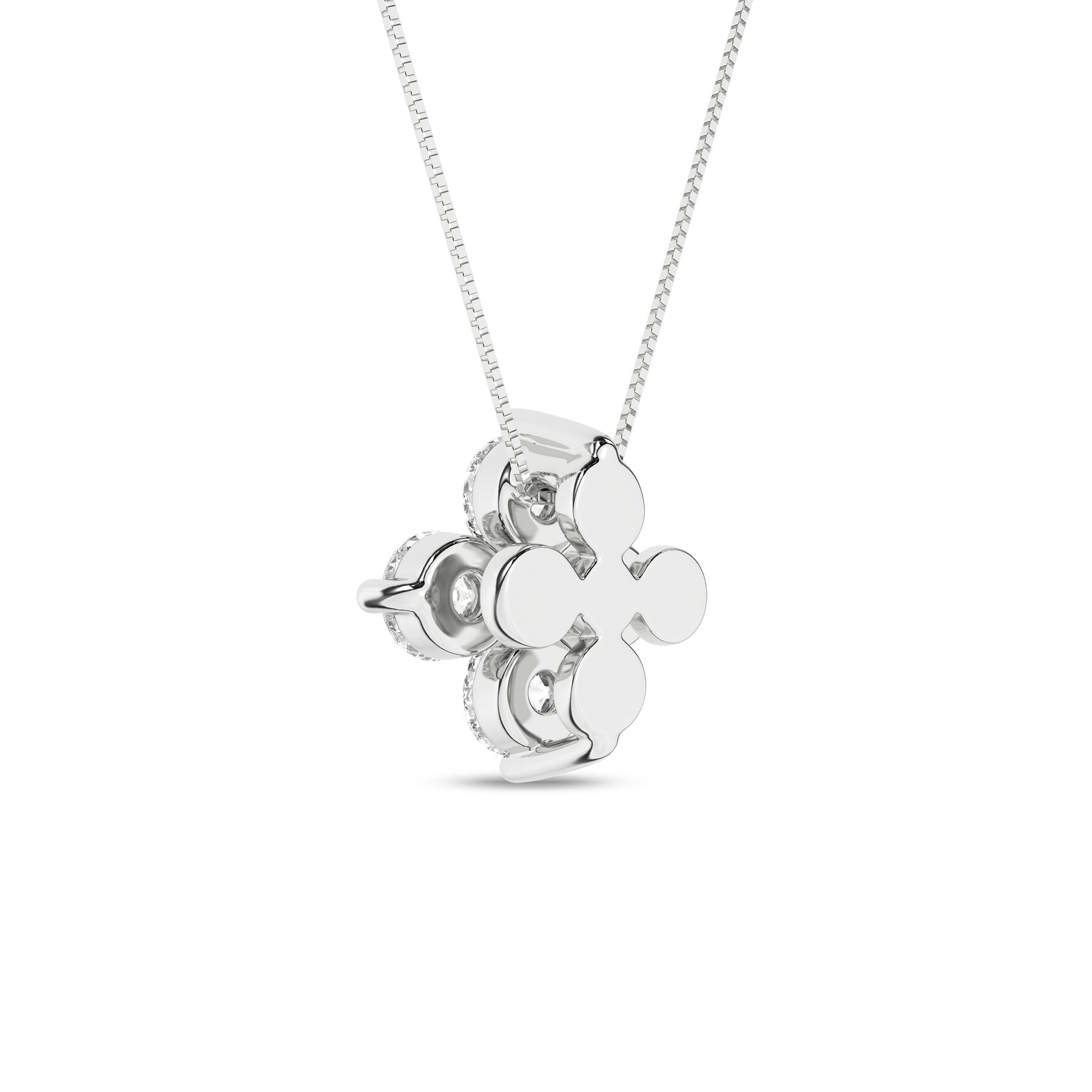 14K White Gold Flower Petals Stud Pendant
