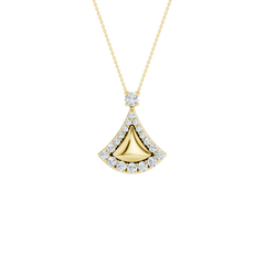 14K Yellow Gold Diamond Fan Motif Pendant