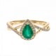 10KY EMERALD RING-TEARDROP