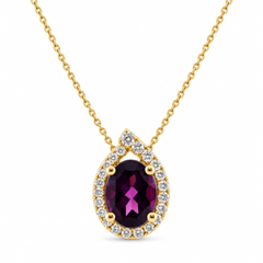 10K Yellow Gold Rhodolite and Diamond Oval Pendant