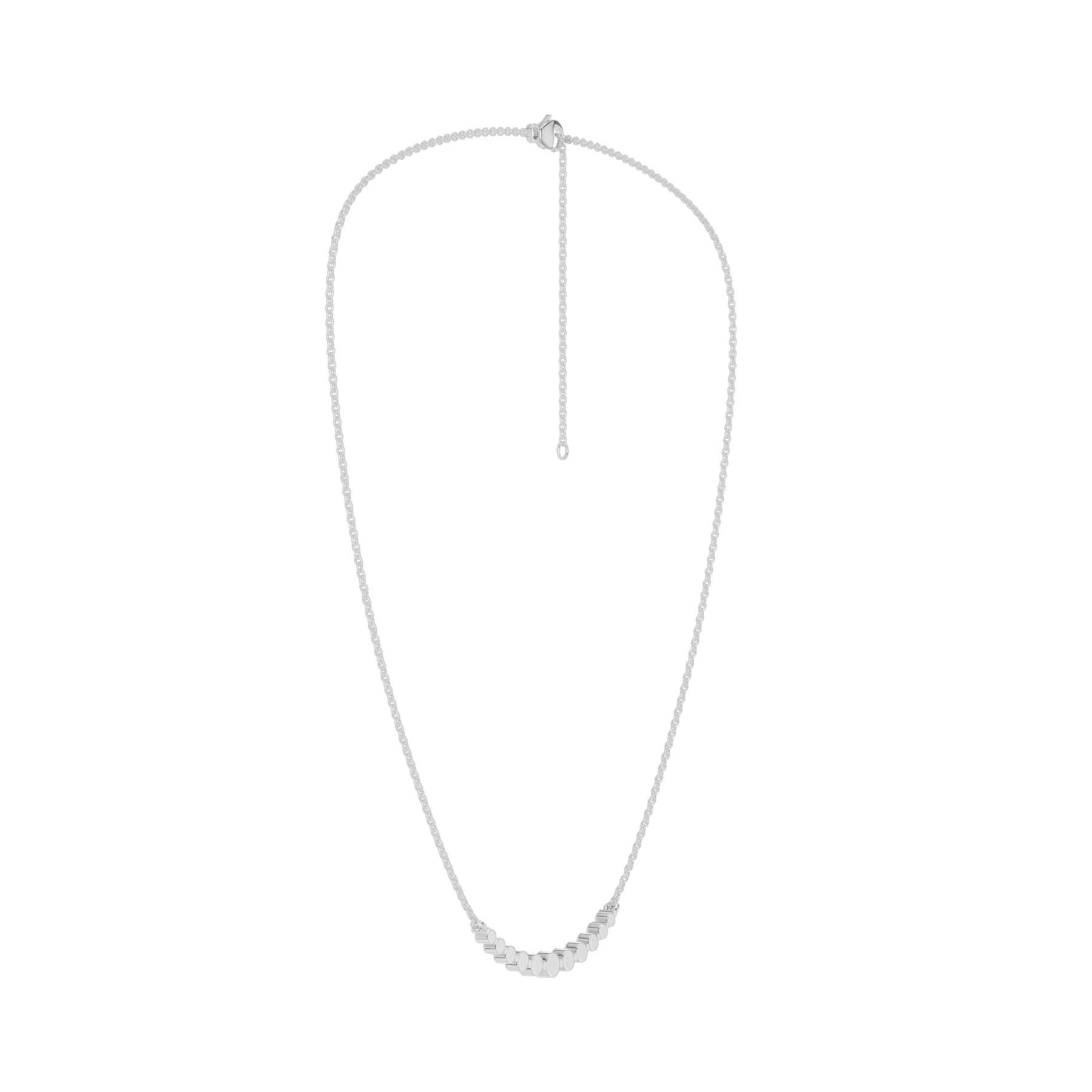 14K White Gold Smiley Graduated Diamond Necklace