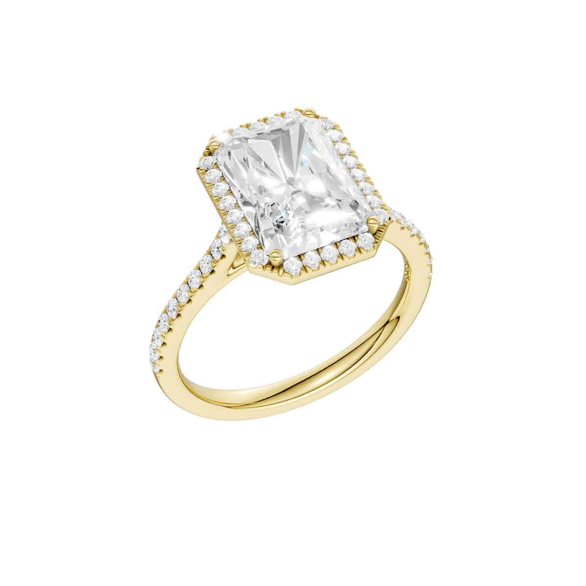 14K Yellow Gold Micro Halo Engagement Ring