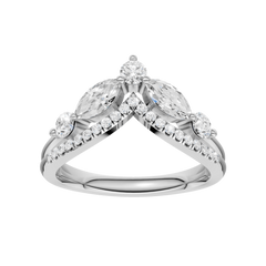 14K White Gold Split Shank Chevron Band