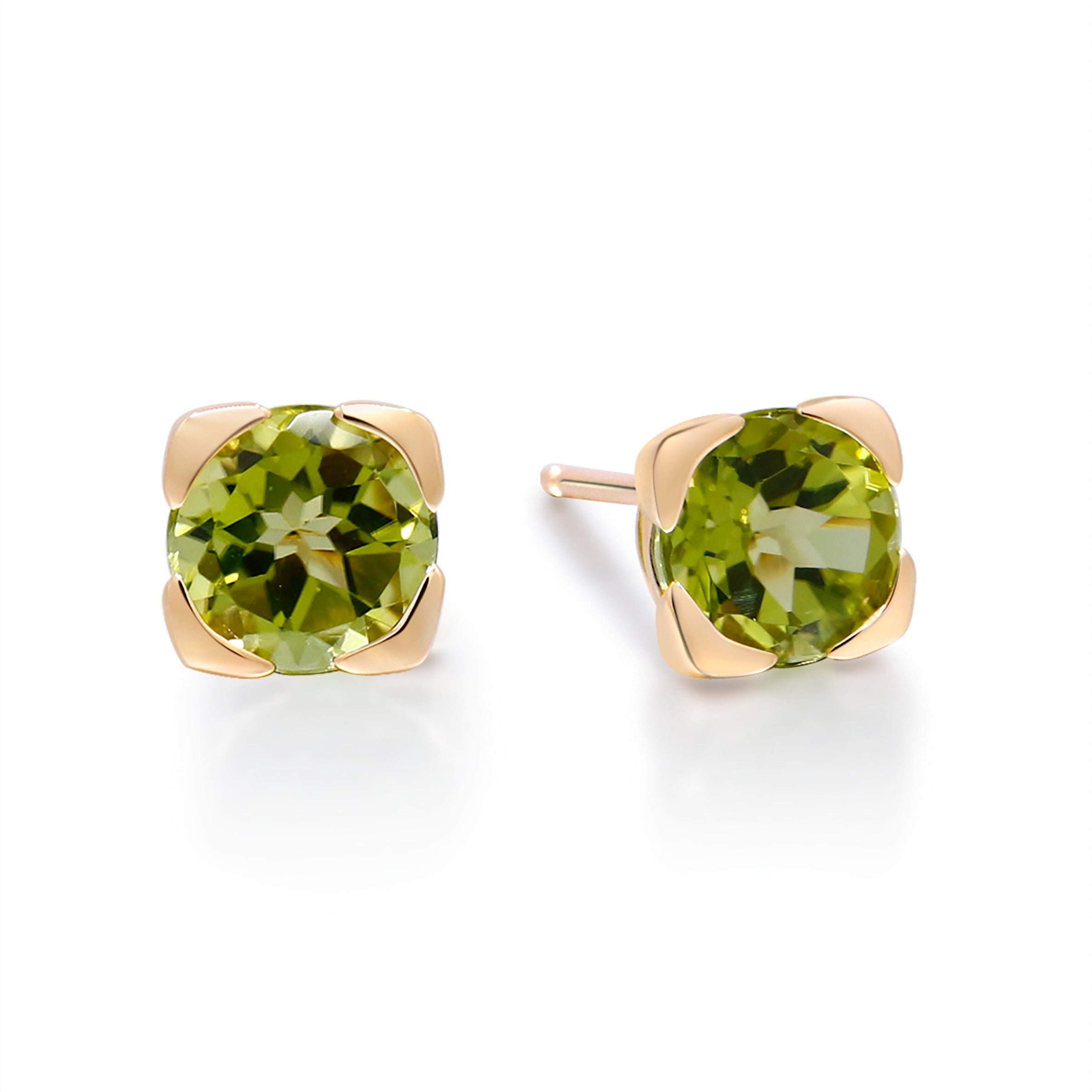 10K Yellow Gold Peridot Stud Earrings