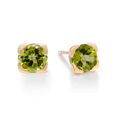 10K Yellow Gold Peridot Stud Earrings