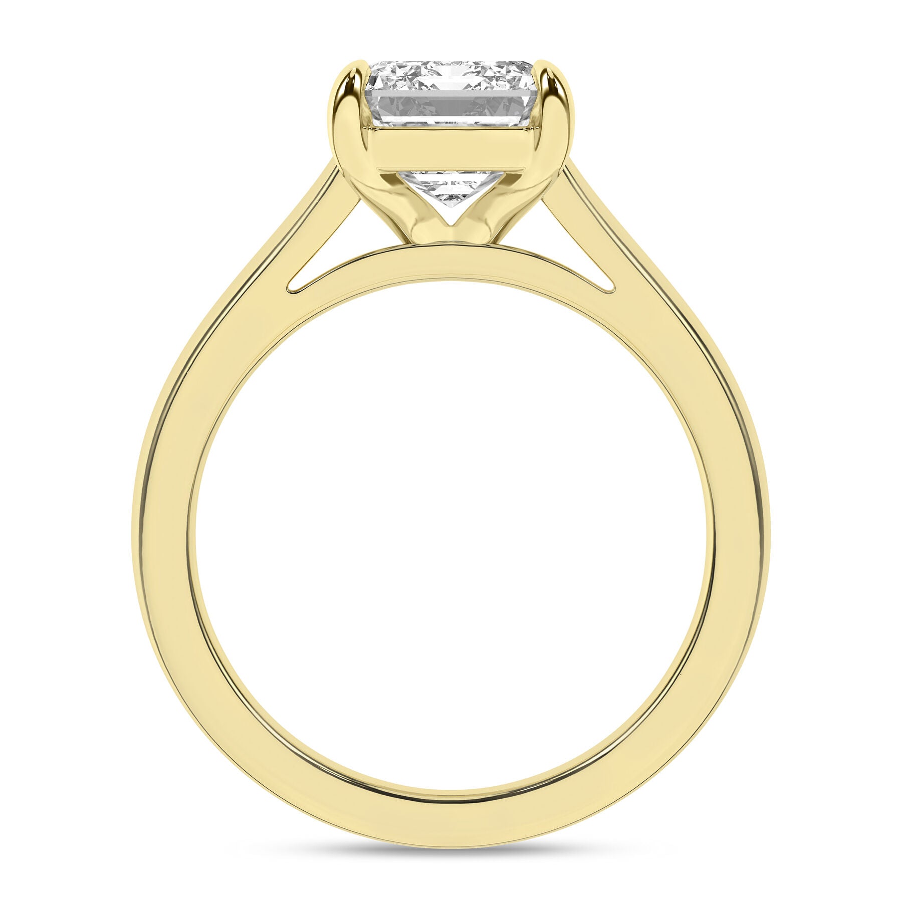 14K Yellow Gold Solitaire Emerald Cut Engagement Ring