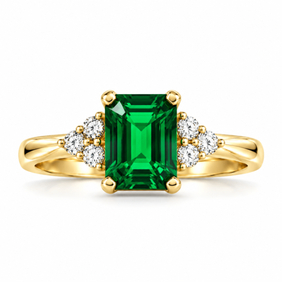 14K Yellow Gold Chrome Diopside Ring