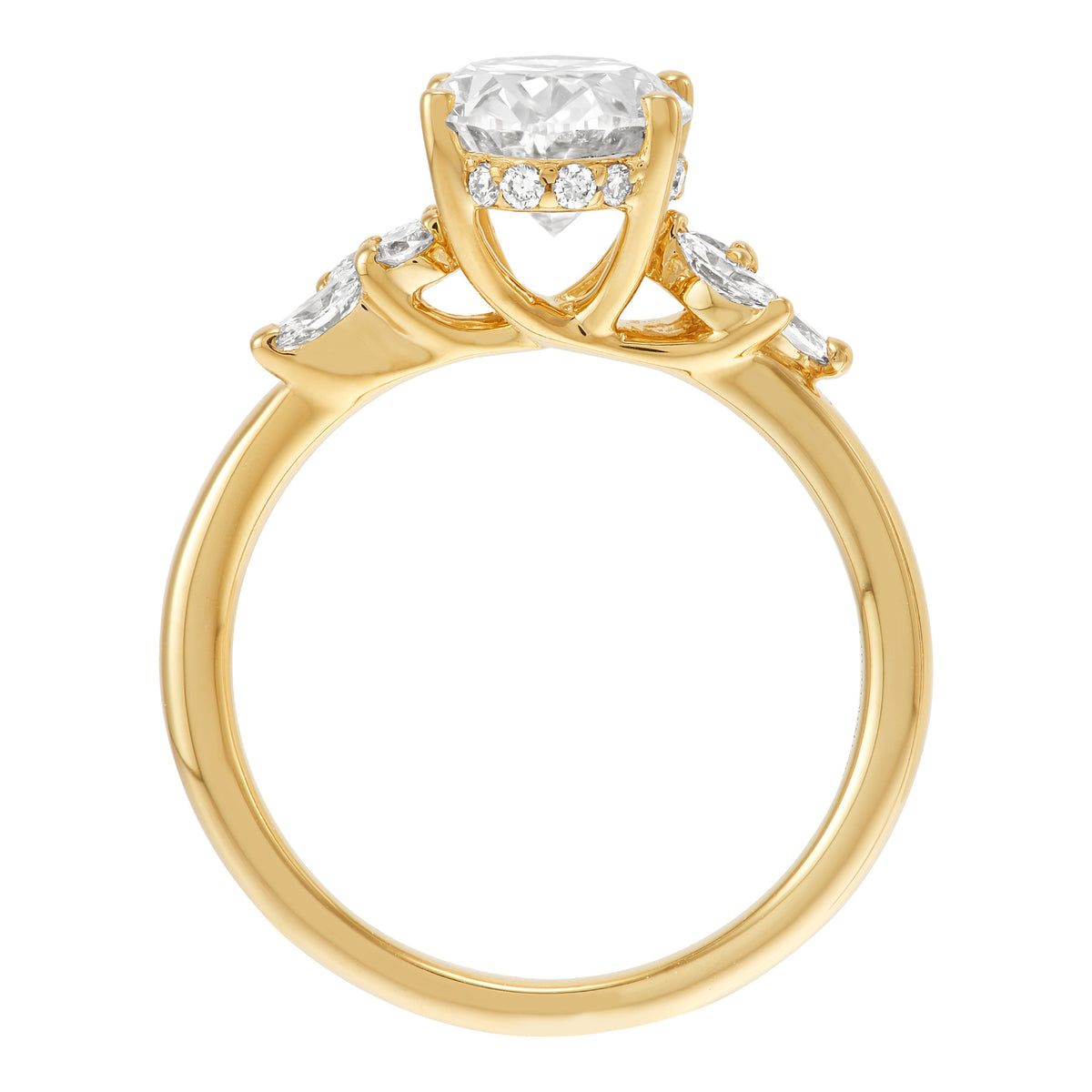 14K Yellow Gold Lab Grown Oval Diamond Engagement Ring