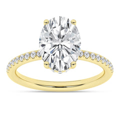 14K Yellow Gold Oval Engagement Ring with Hidden Halo