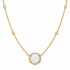 14K Yellow Gold Opal and Diamond Pendant