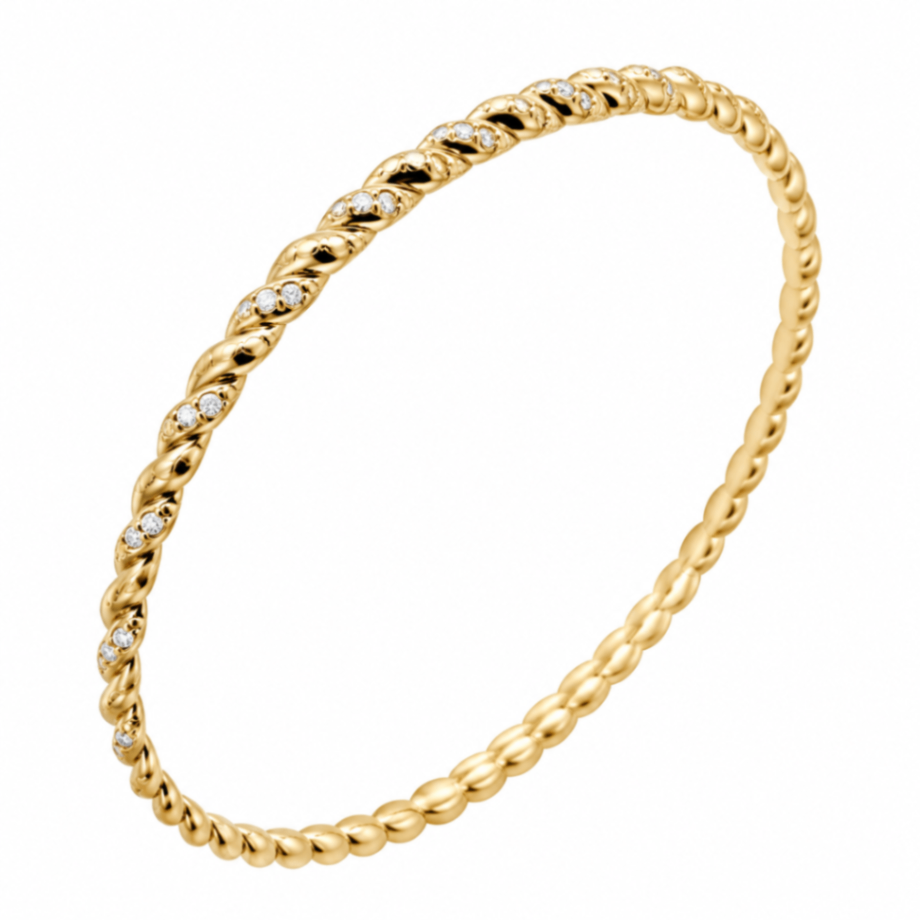 14k Yellow Gold Diamond Flexible Bangle
