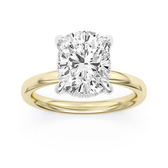 14K Yellow Gold Lab Grown 100-Facet Cushion Cut Diamond Engagement Ring