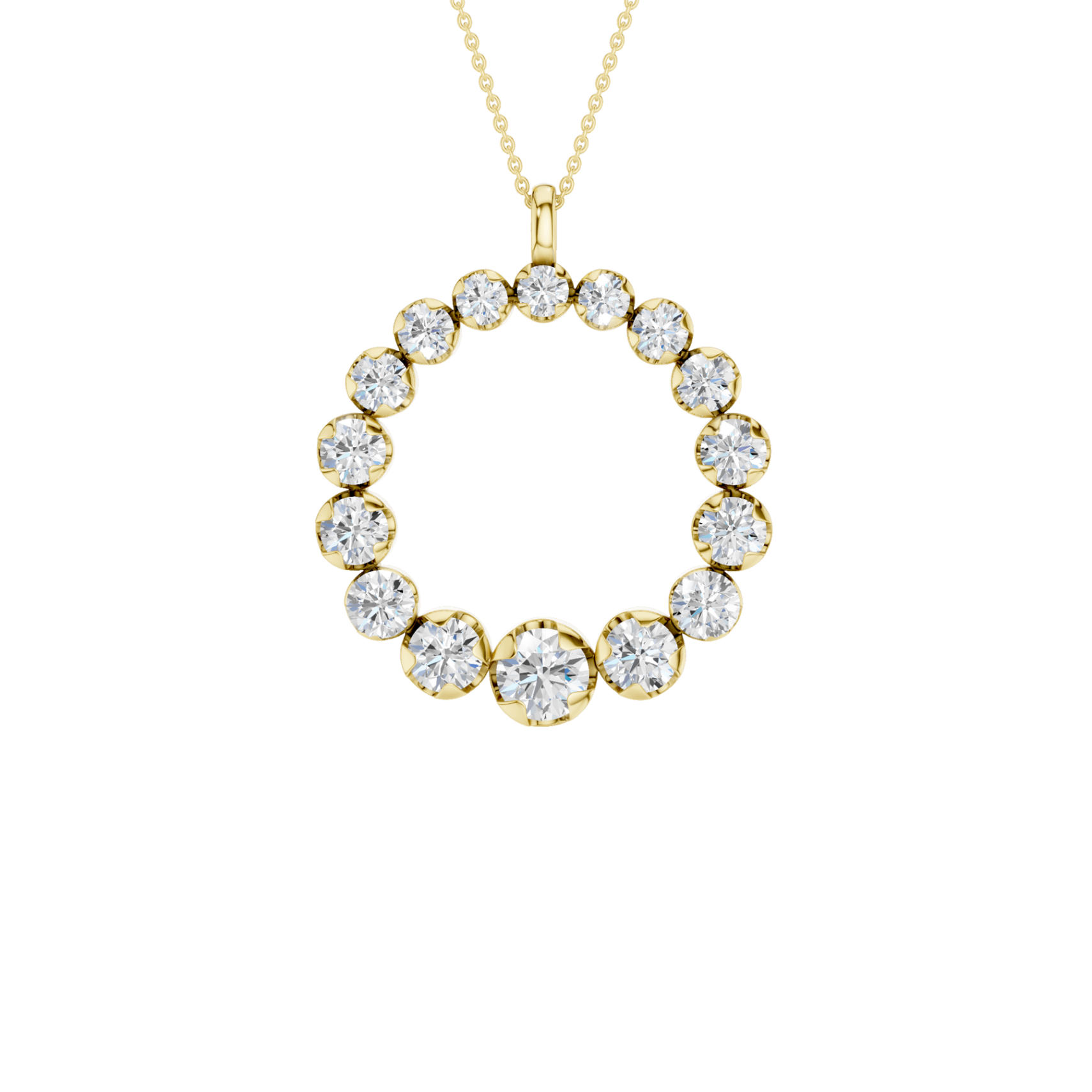 14K Yellow Gold Graduated Circle Pendant